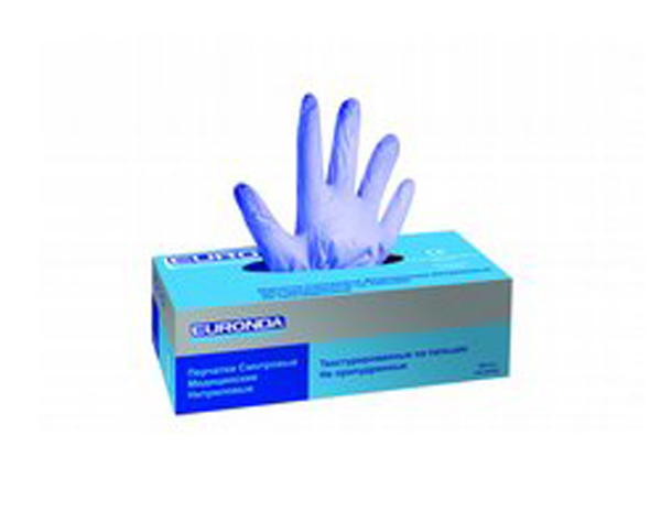 Перчатки нитриловые  №4 NITRILE 7th Sense текстурированные на пальцах, неопудренные, фиолетовые, XS
